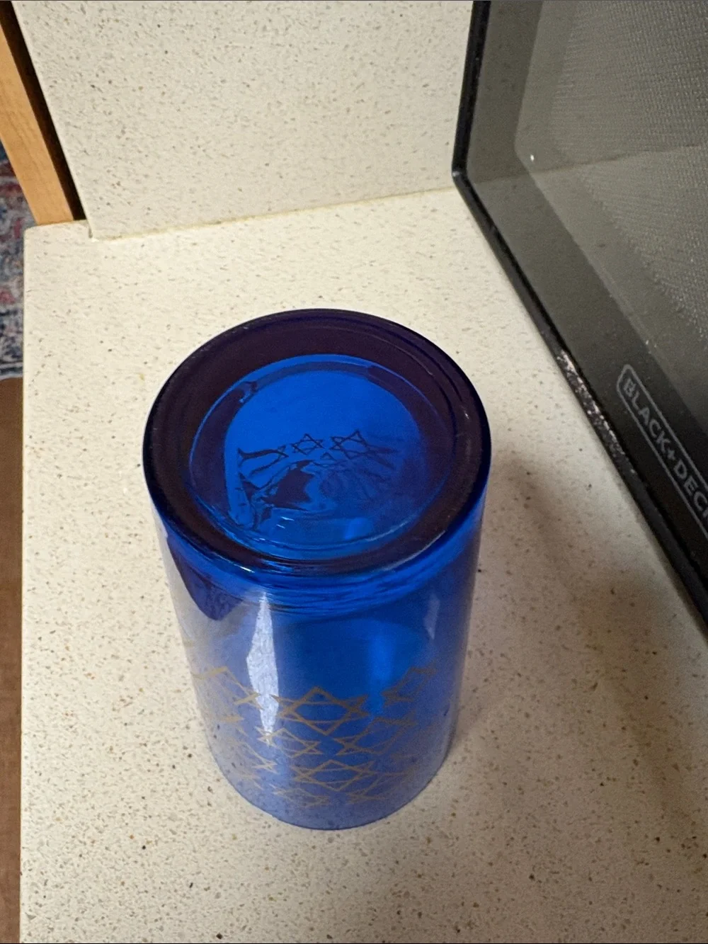 Urban Outfitters Blue Pint Glass with Gold Star and Text